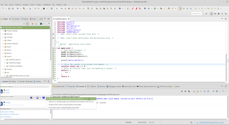 VisionSOM-RT the first FreeRTOS application debug1.png