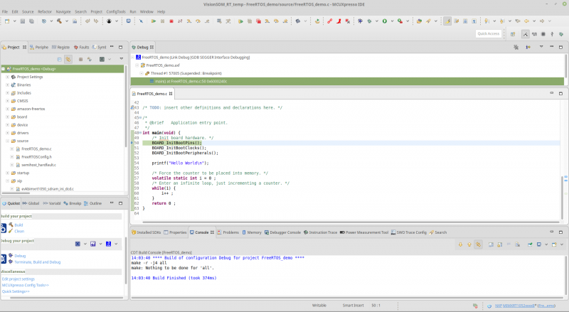 VisionSOM-RT the first FreeRTOS application debug3.png